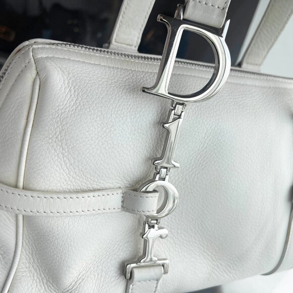 Authentic Christian Dior 2005 Spring White Leather Boston Bag - Picture 11 of 14